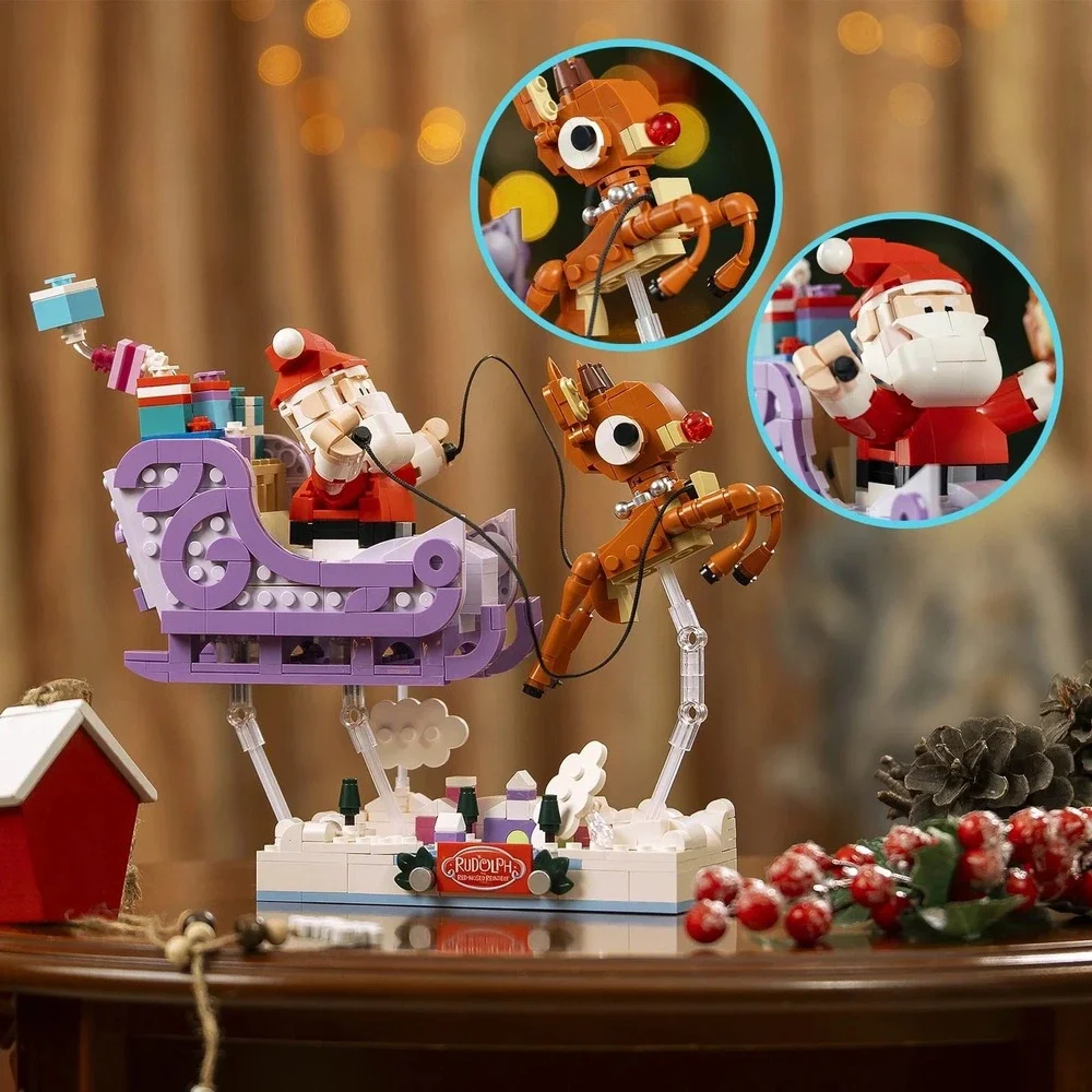 Brickcraft Rudolph the Red-Nosed‎ Reindeer Santa's Sleigh Brick Building Kit